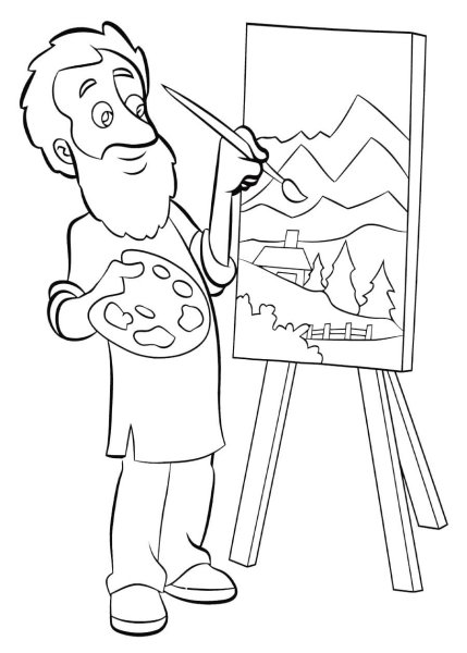 Художник раскраска для детей