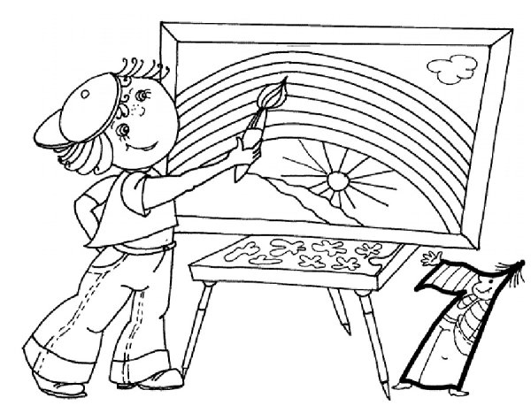 Художник раскраска для детей