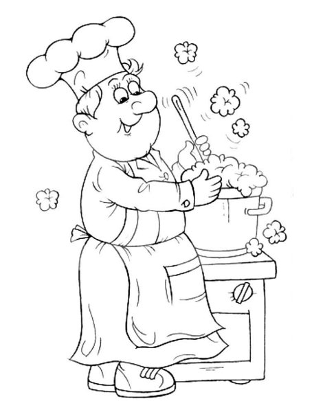 Повар раскраска для детей