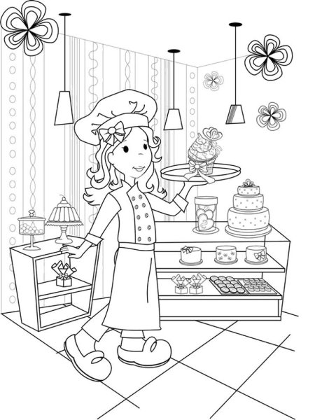 Раскраска повар кондитер для детей