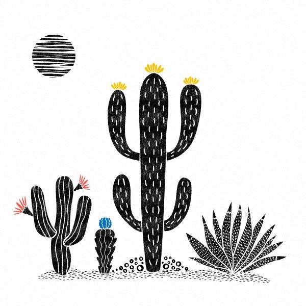 Кактус в пустыне вектор