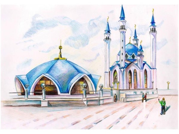Мечеть кул-Шариф в Казани рисунок