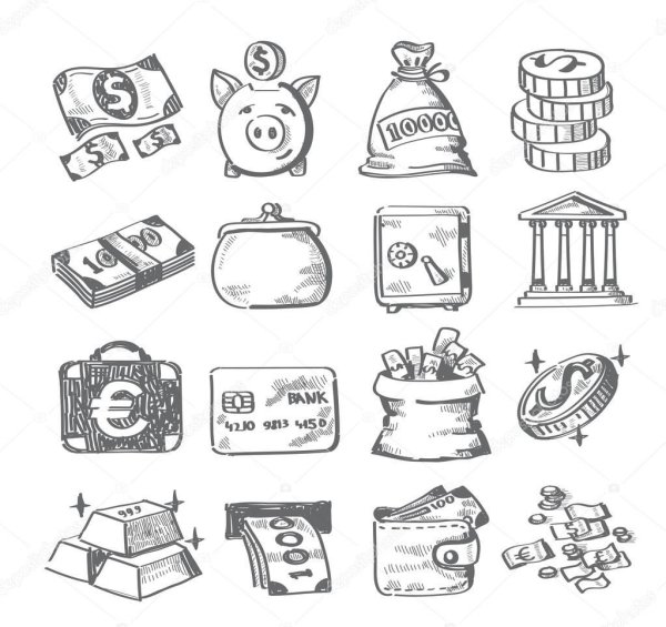 Рисунок денег для срисовки