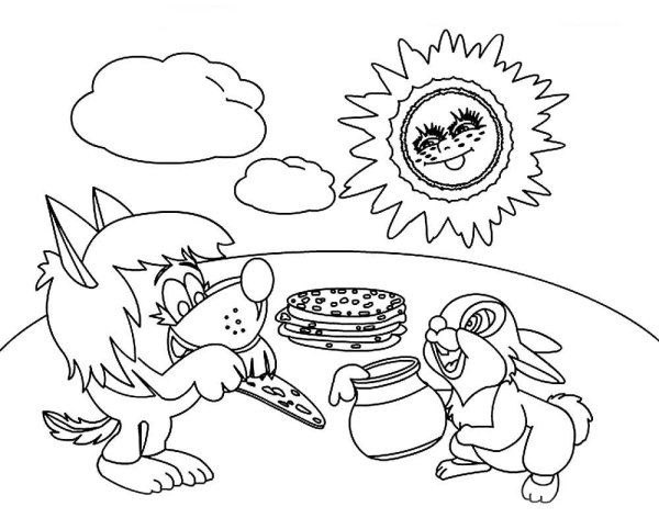 Масленица раскраска для малышей