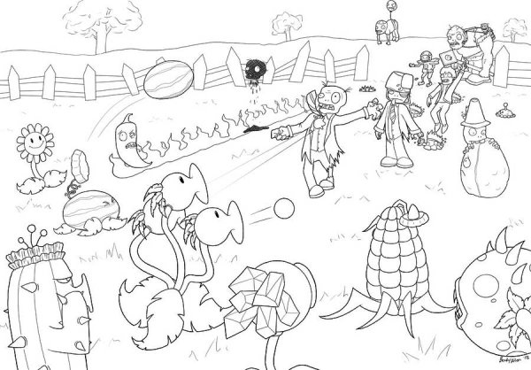 Plants vs Zombies раскраска