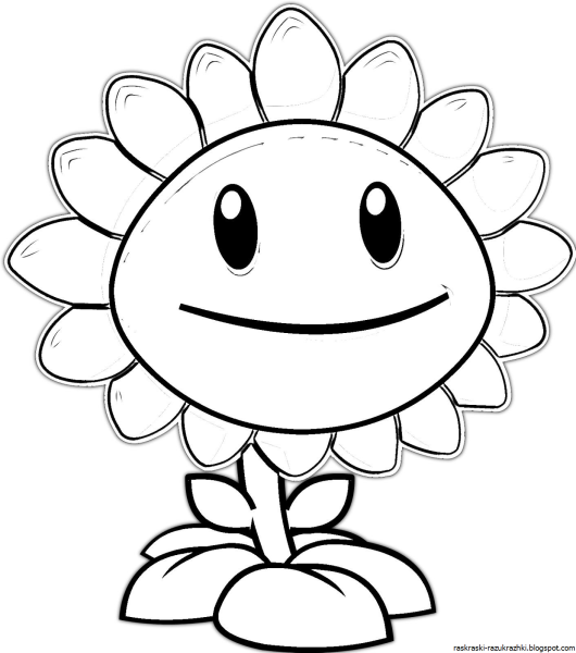 Подсолнух из игры растения против зомби раскраска