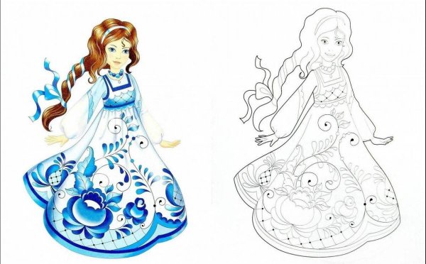 Гжельская роспись раскраска для детей