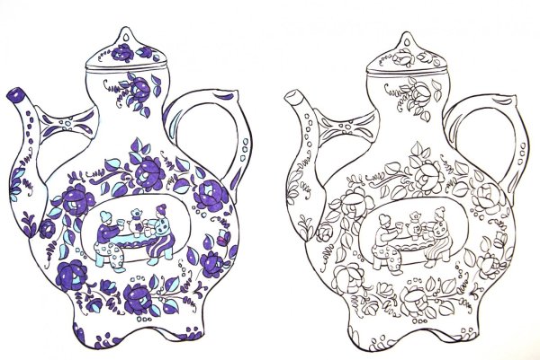 Гжельская роспись для детей кувшин