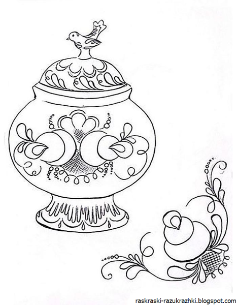 Гжельская роспись раскраска для детей