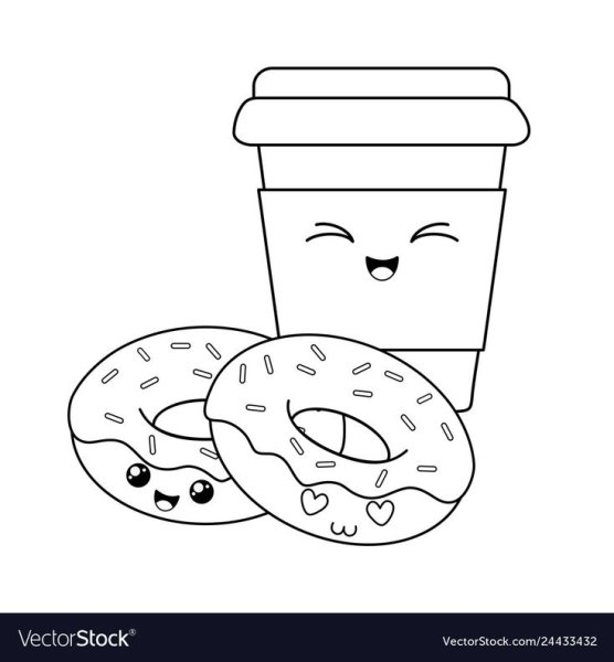 Раскраска пончик с глазами