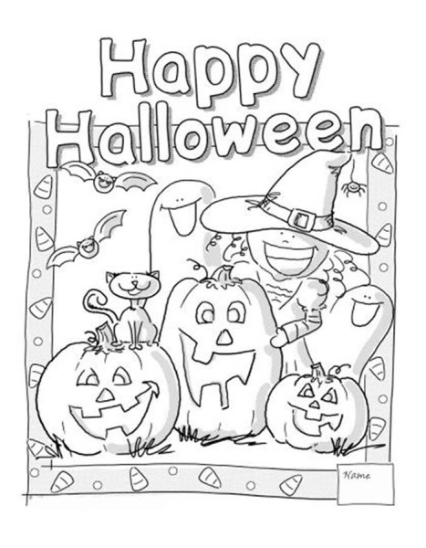 Веселый Хэллоуин раскраска