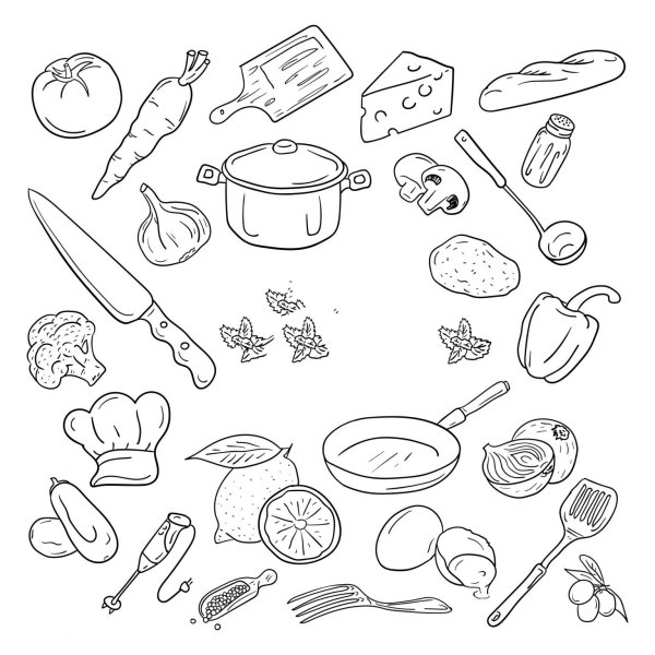 Эскиз рисунка еды