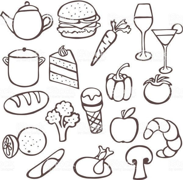 Раскраска маленькая еда
