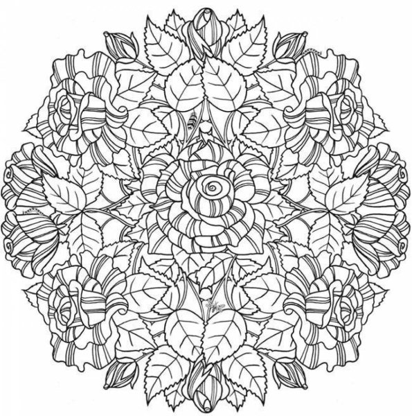 Раскраска Мандала цветы