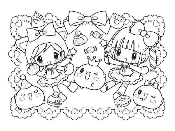 Кавайные рисунки для раскрашивания