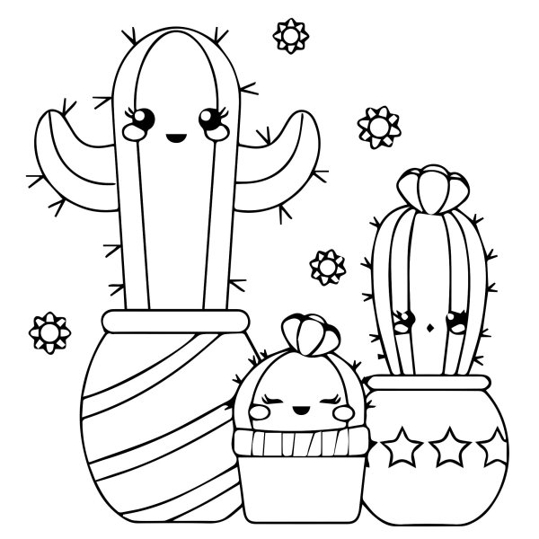 Кактус раскраска