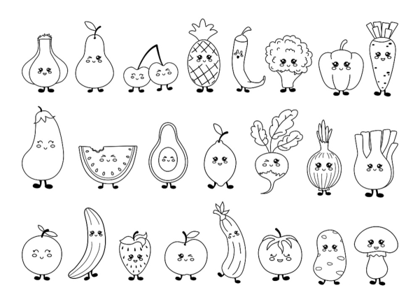 Раскраски для девочек милые фрукты