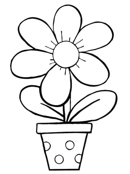 Цветок в горшке раскраска для детей