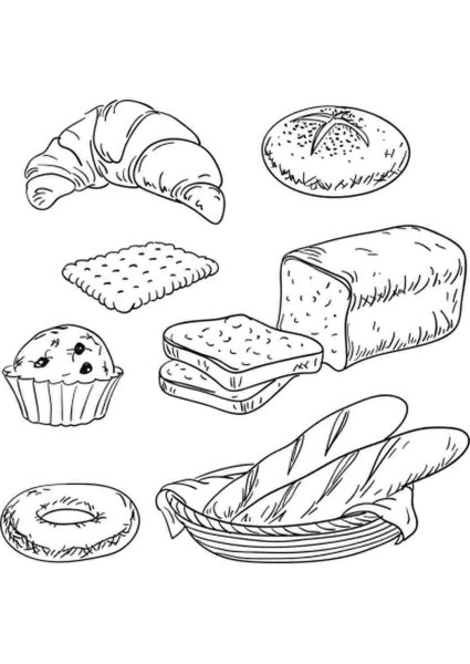 Раскраска хлеба и хлебобулочных изделий