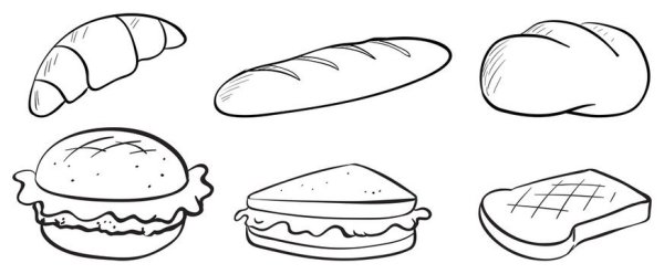 Раскраски хлебобулочные изделия для детей 4 лет