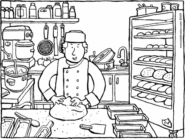 Пекарня раскраска для детей