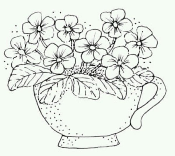 Рисование фиалка в горшке