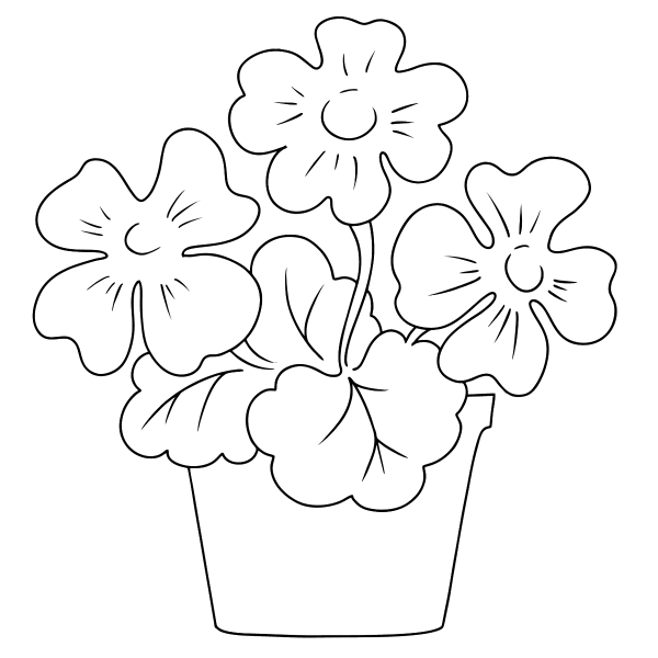 Раскраска цветы в горшках на 1 листе