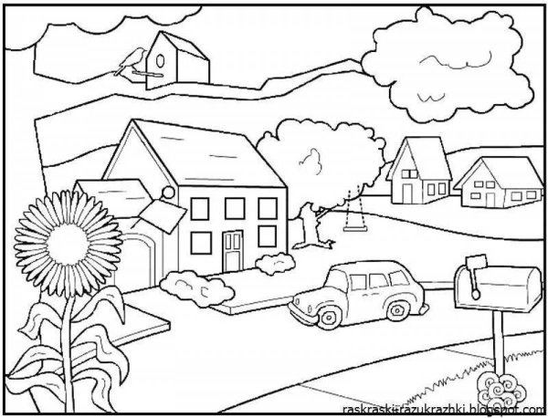 Раскраска город для детей