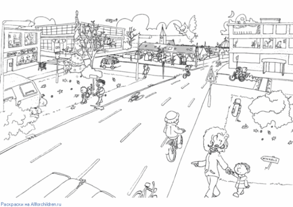Улица раскраска для детей