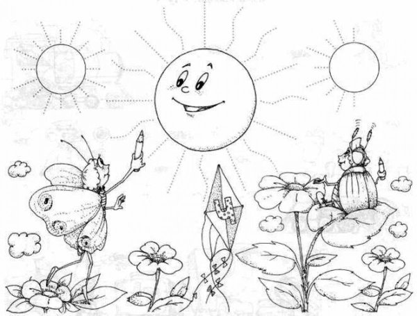 Раскраска Солнечный день для детей