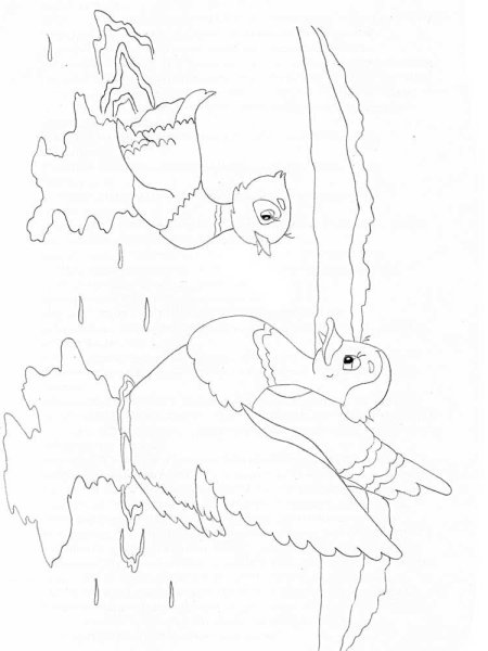 Раскраска сказки серая шейка мамин Сибиряк