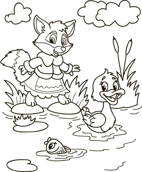 Серая шейка раскраска