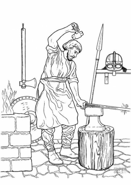 Кузнец раскраска для детей