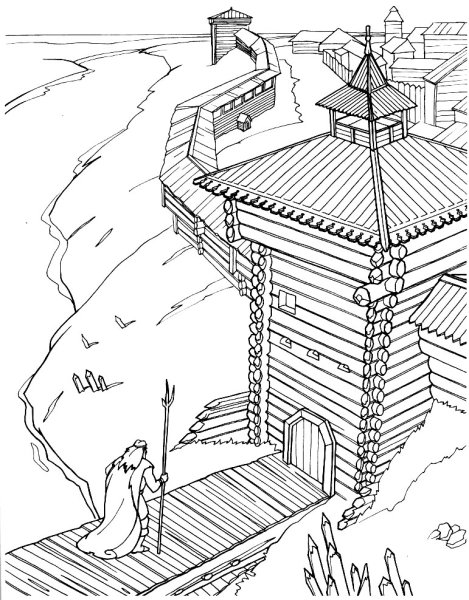 Древнерусская крепость раскраска