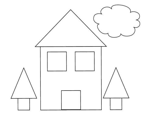 Раскраска домик из геометрических фигур