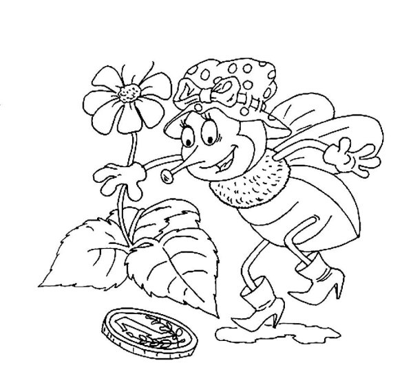 Муха Цокотуха раскраска для детей по сказкам Корнея Чуковского