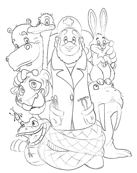 Корней Чуковский доктор Айболит раскраска