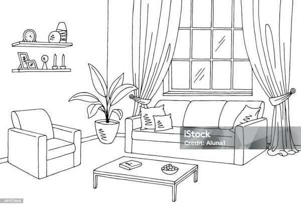 Гостиная раскраска для детей