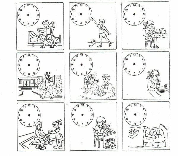 Режим дня школьника раскраска