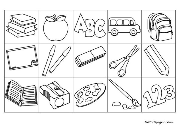 Раскраска школьные принадлежности