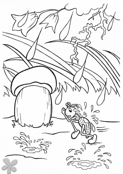 Раскраска по сказке Сутеева под грибом