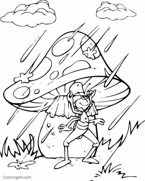 Стрекоза и муравей раскраска