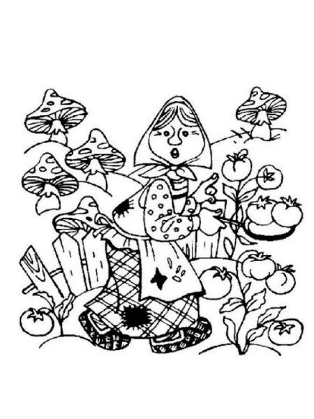 Федора из сказки Федорино горе раскраска