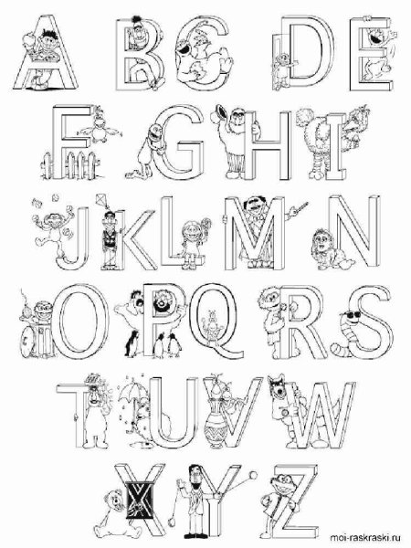 Английская Азбука раскраска
