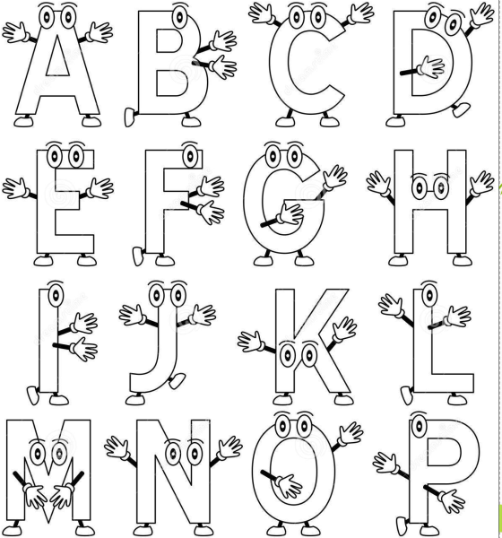 Веселый английский алфавит раскраска