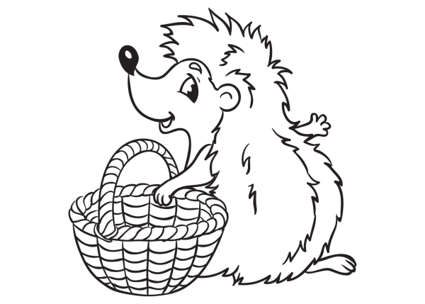 Разукрашка Ежик с корзинкой