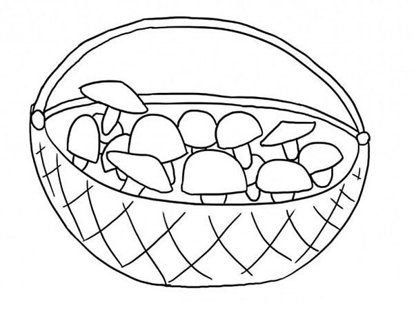 Корзина с грибами раскраска