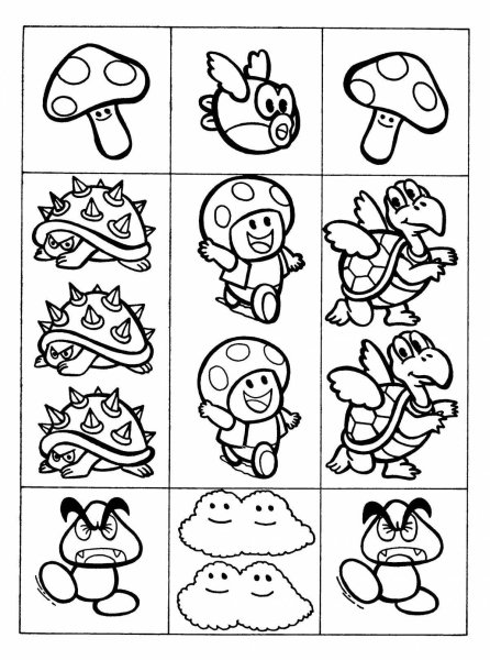 Марио раскраска гриб