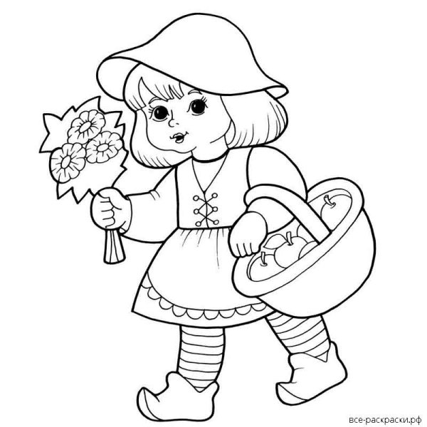 Раскраска к сказке красная шапочка Шарль Перро