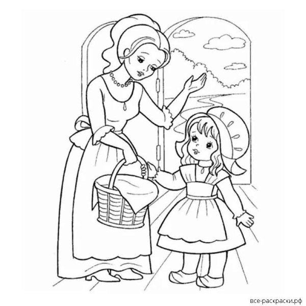 Шарль Перро красная шапочка раскраска